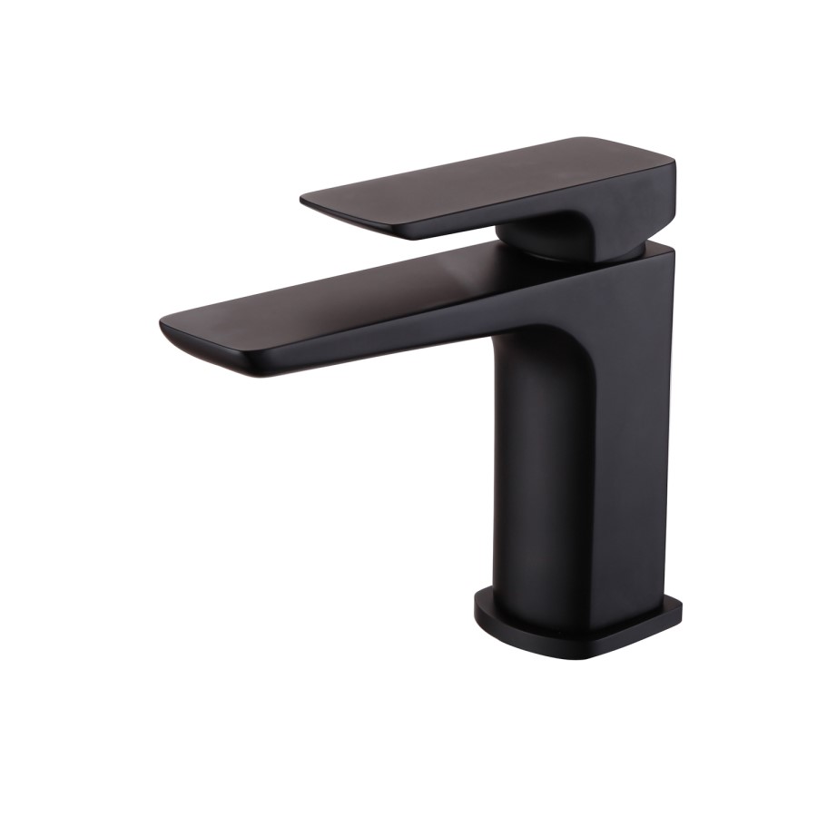 GRADE A1 - Zana Square Matt Black Mono Basin Mixer Tap