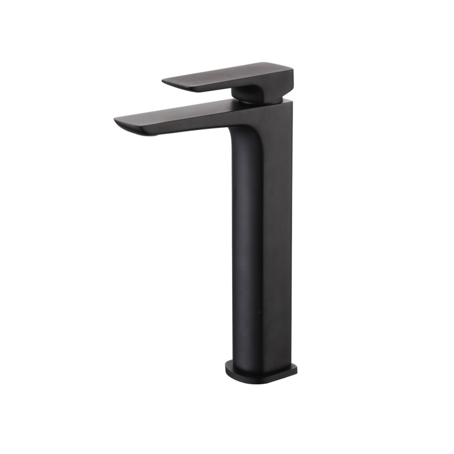 GRADE A2 - Zana Square Single Lever Tall Basin Mixer Tap - Black