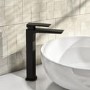 GRADE A2 - Zana Square Single Lever Tall Basin Mixer Tap - Black