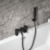 GRADE A1 - Zana Square Matt Black Deck Mounted Bath Shower Mixer Tap