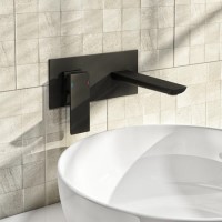 GRADE A1 - Zana Square Matt Black Wall Mounted Basin Mixer Tap
