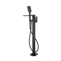 GRADE A1 - Zana Square Matt Black Freestanding Bath Shower Mixer Tap