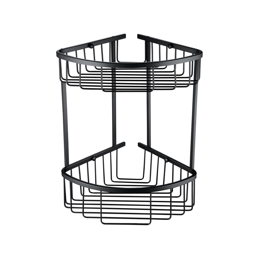 Matt Black 2 Tier Corner Shower Caddy - Arissa