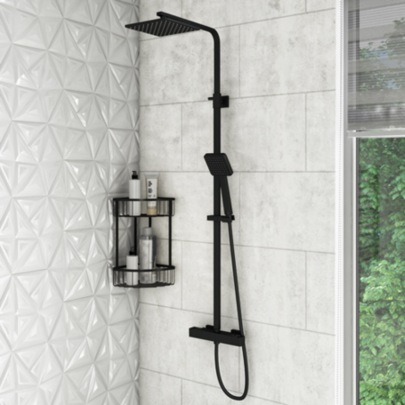 SCCB Shower Caddy Corner Basket (Matte Black)