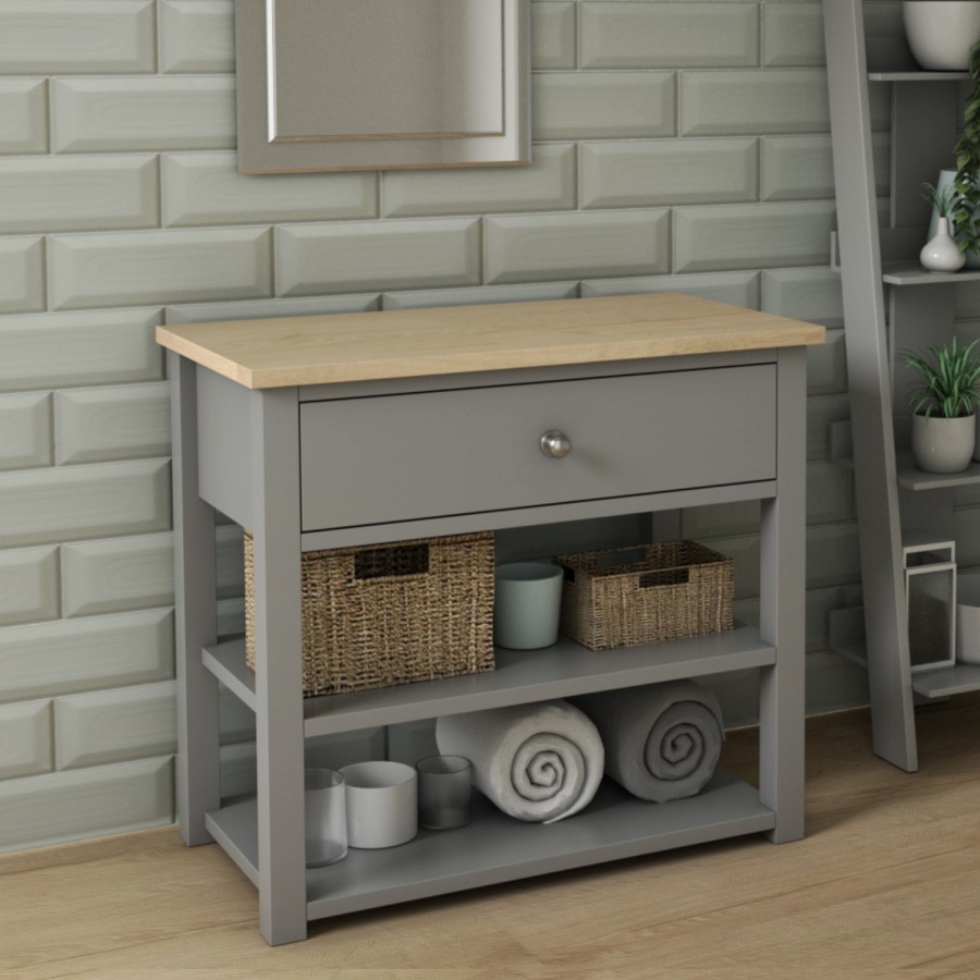 840mm Grey Floorstanding Vanity Unit with Storage - Whitby