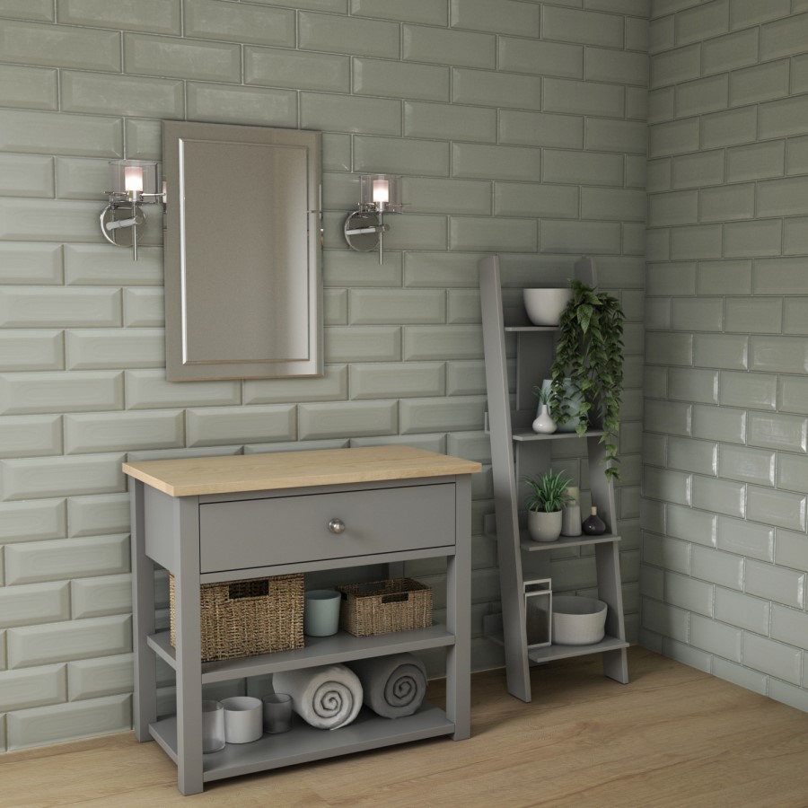 GRADE A2 - 840mm Grey Floorstanding Vanity Unit with Storage - Whitby