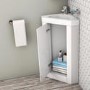 GRADE A2 - 400mm Corner Vanity Unit with Basin - Single Door- White - Apollo