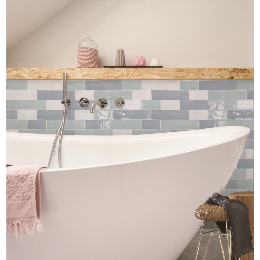 Sea Blue Rustic Effect Wall Tile 7.5 x 30cm - Artisan