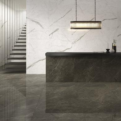 White Polished Marble Effect Floor/Wall Tile 797mm x 797mm - Ampla