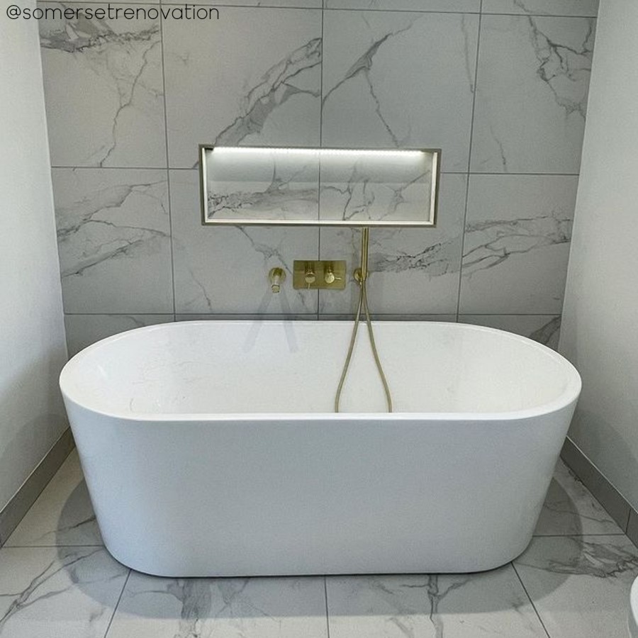 White Polished Marble Effect Floor/Wall Tile 797mm x 797mm - Ampla