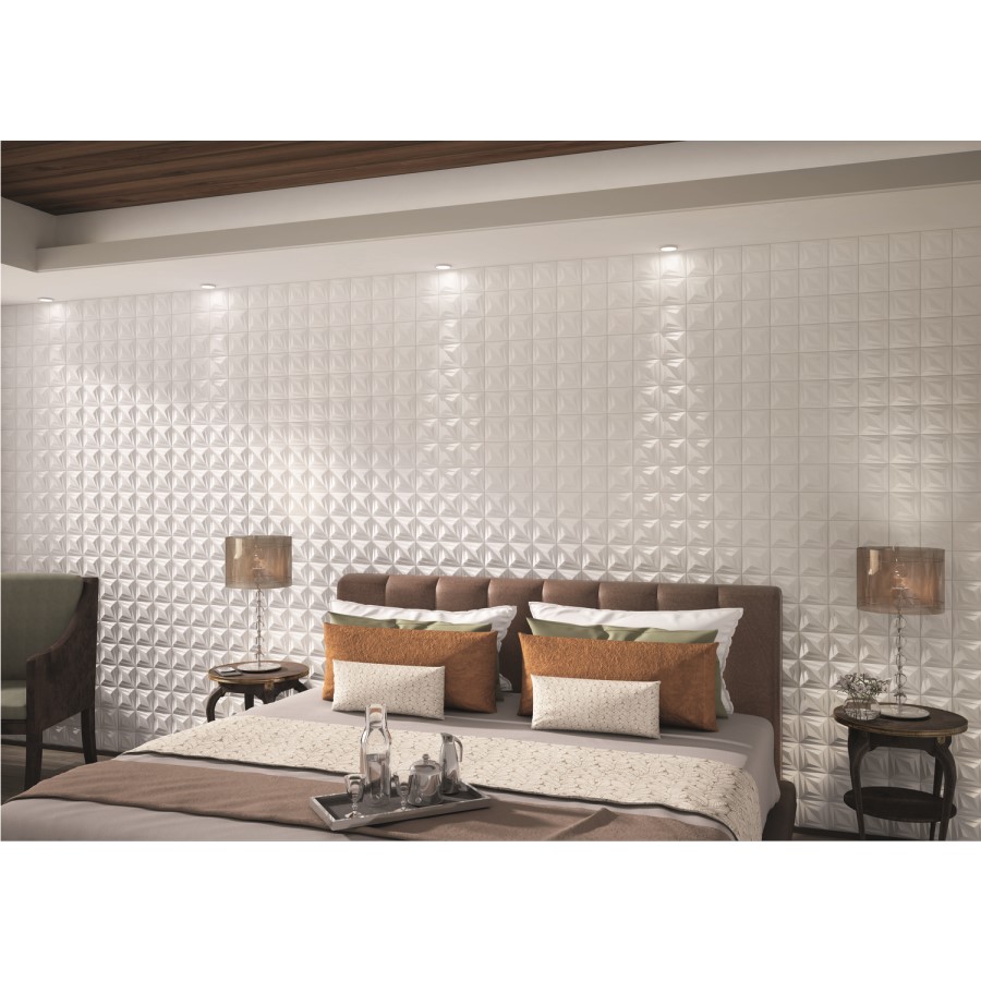 White 3D Effect Wall Tile 33 x 33cm - Aster