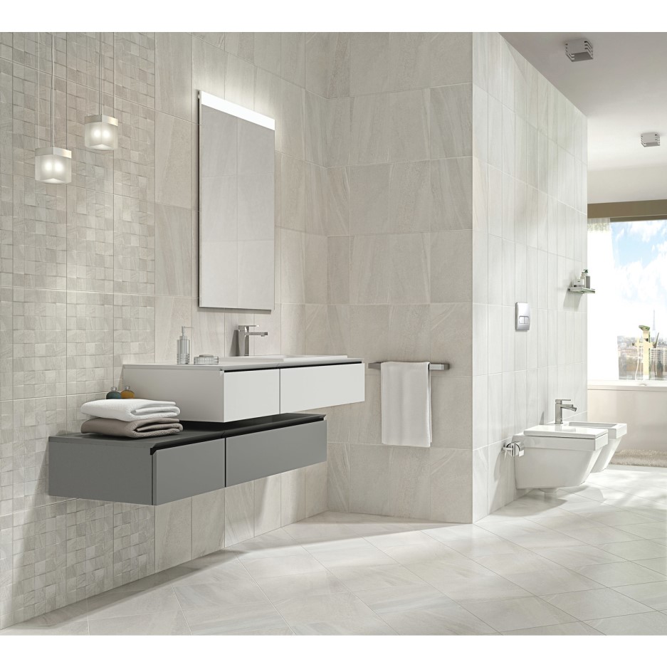 25cm x 40cm Zento White Decor Wall Tile - Better Bathrooms