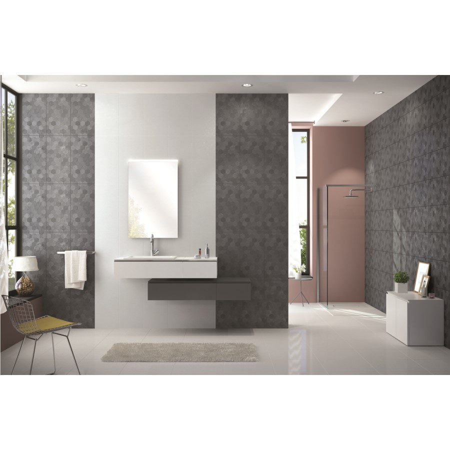 Anthracite Linen Effect Wall Tile 30 x 60cm - Modello