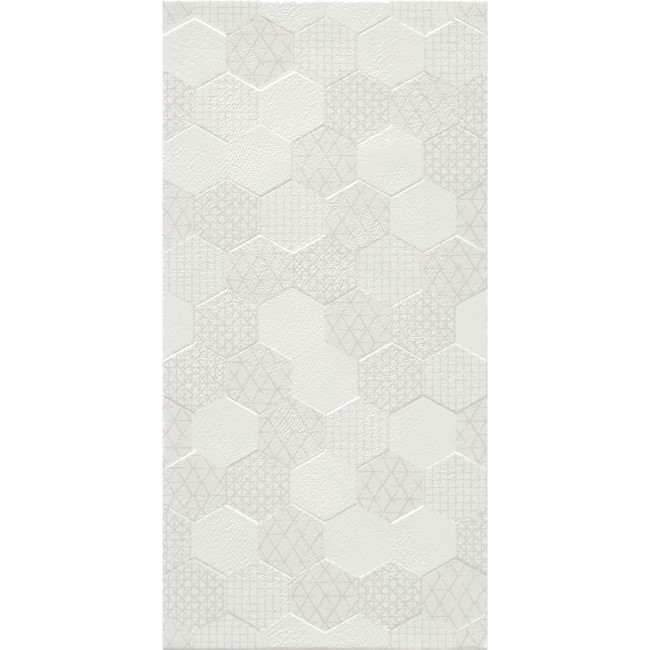 White Linen Effect Décor Wall Tile 300 x 600mm - Modello