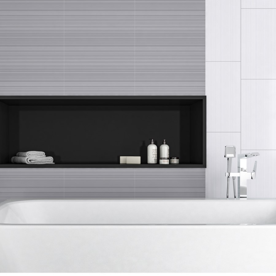 White Pinstripe Wall Tile 250 x 500mm - Laina