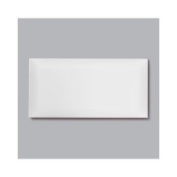 GRADE A1 - White Bevelled Wall Tile 10 x 20cm - Metro