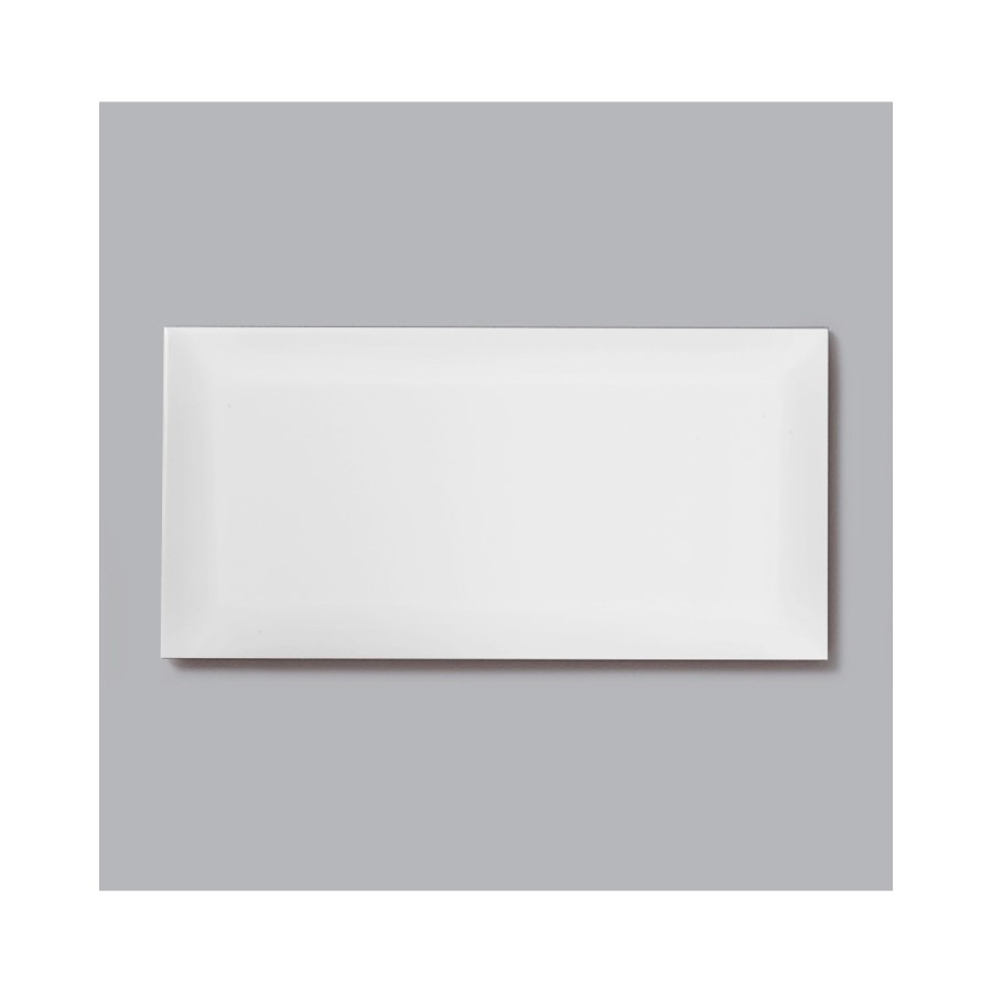 GRADE A1 - White Bevelled Wall Tile 10 x 20cm - Metro
