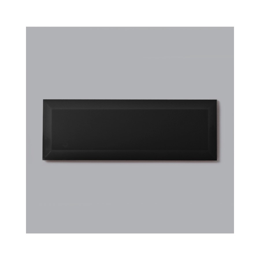 Black Bevelled Wall Tile 100 x 300mm - Metro