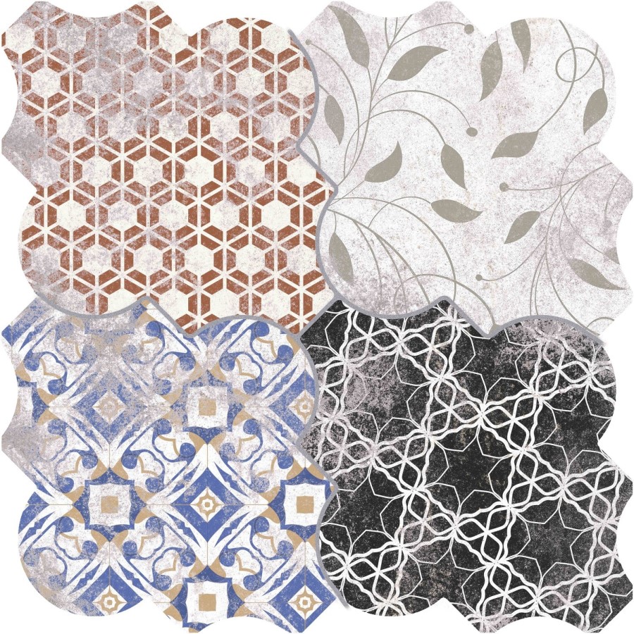 Multi Colour Patterned Floor/Wall Tile 45 x 45cm - Nerja