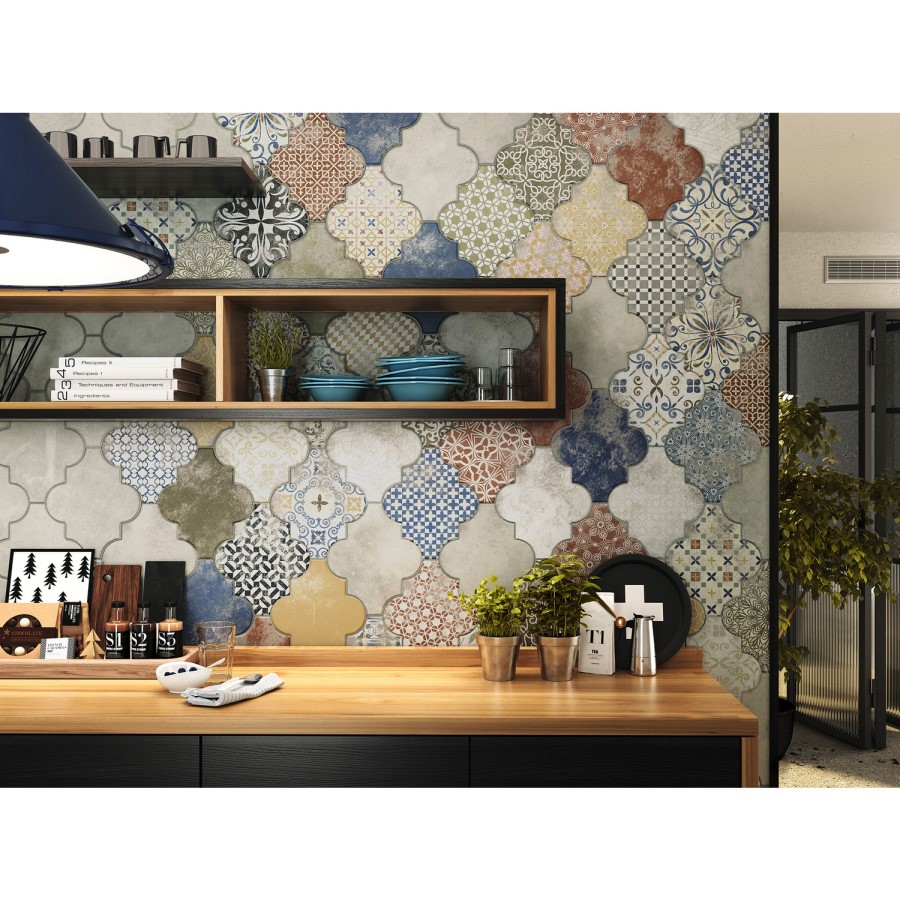 Multi Colour Patterned Floor/Wall Tile 45 x 45cm - Nerja