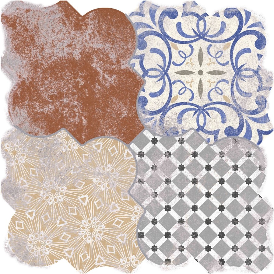 Multi Colour Patterned Floor/Wall Tile 45 x 45cm - Nerja
