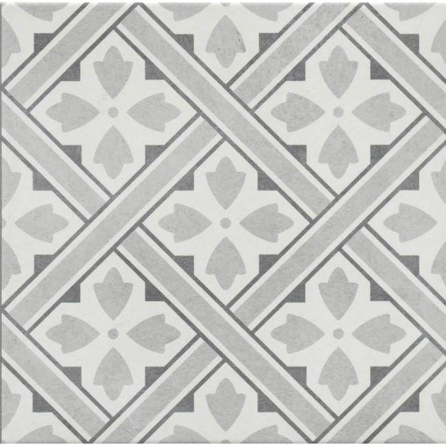 Grey Patterned Floor Tile 33 x 33cm Belgravia Better Bathrooms