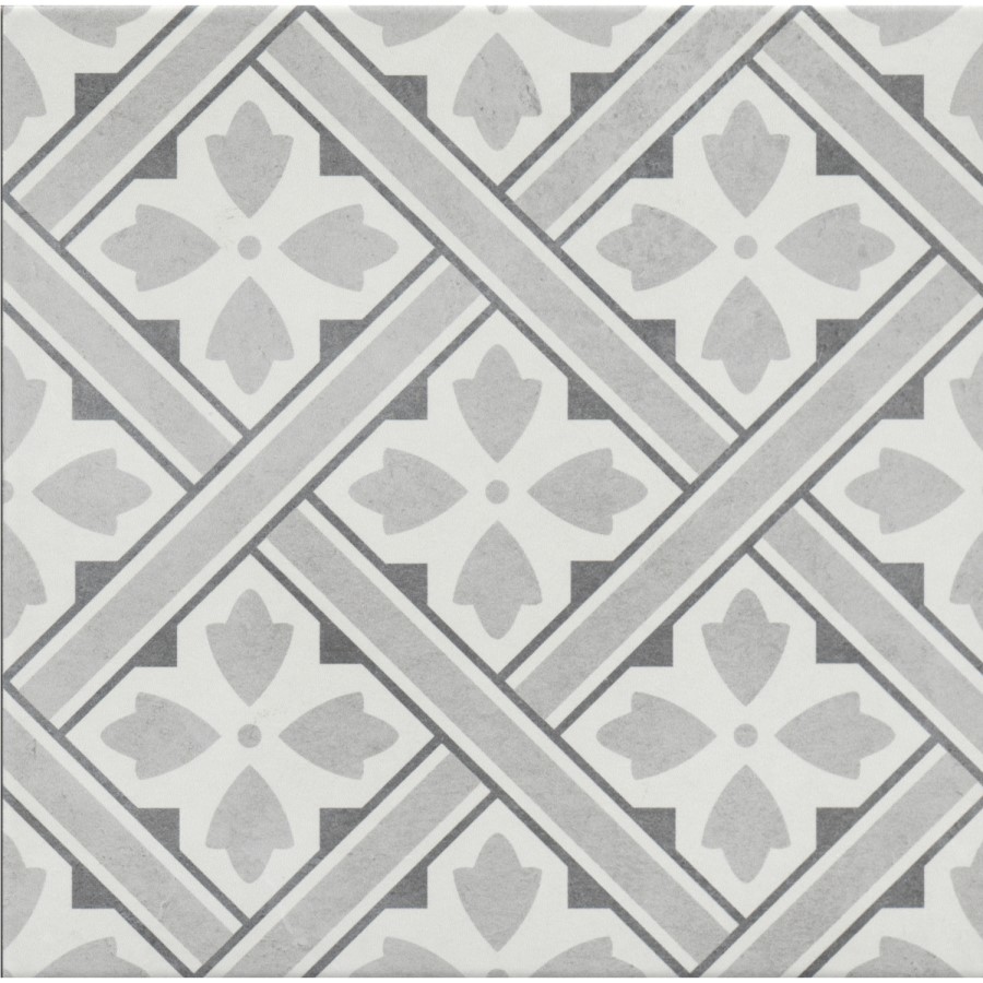 Grey Patterned Floor Tile 33 x 33cm - Belgravia