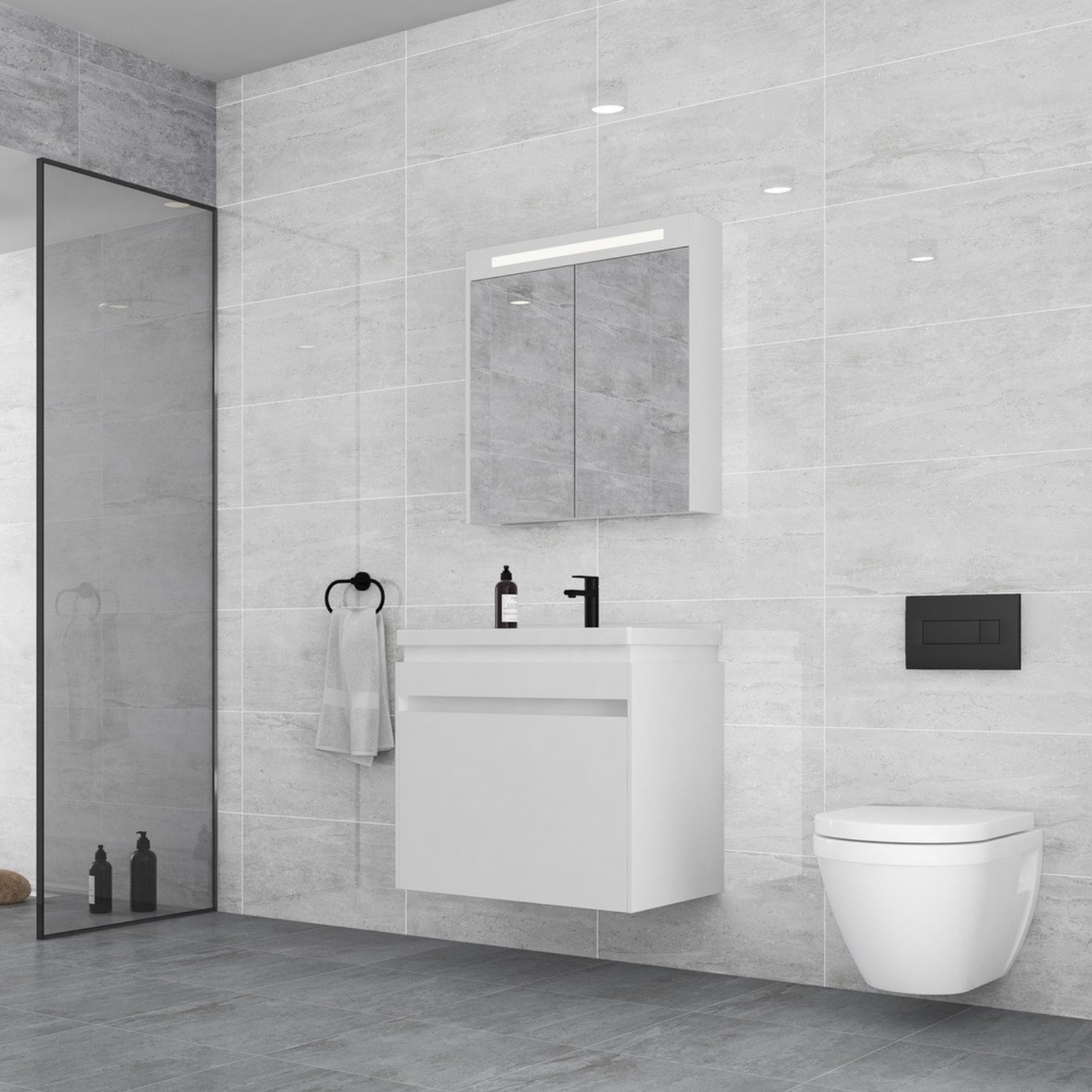Light Grey Stone Effect Wall Tile 300 X 600Mm - Kaya - Better Bathrooms