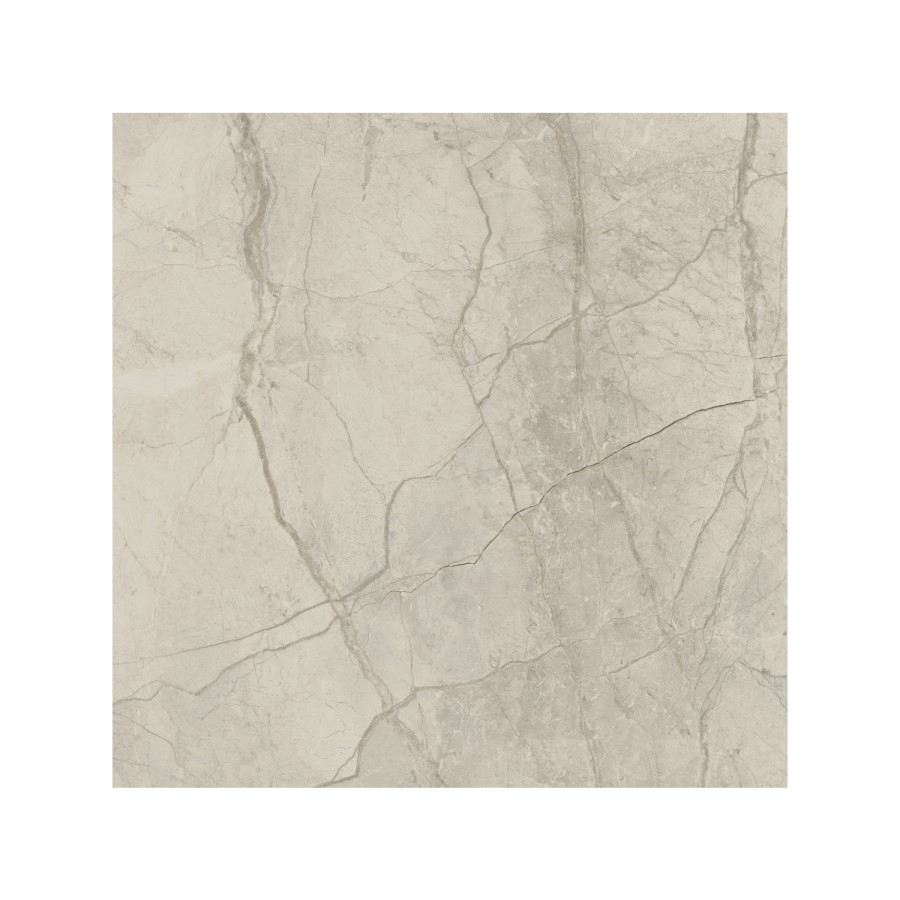Light Stone Polished Marble Effect Floor/Wall Tile 80 x 80cm - Ampla