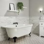 White Carrara Marble Effect Floor/Wall Tile 8 x 44.2cm - Zaira