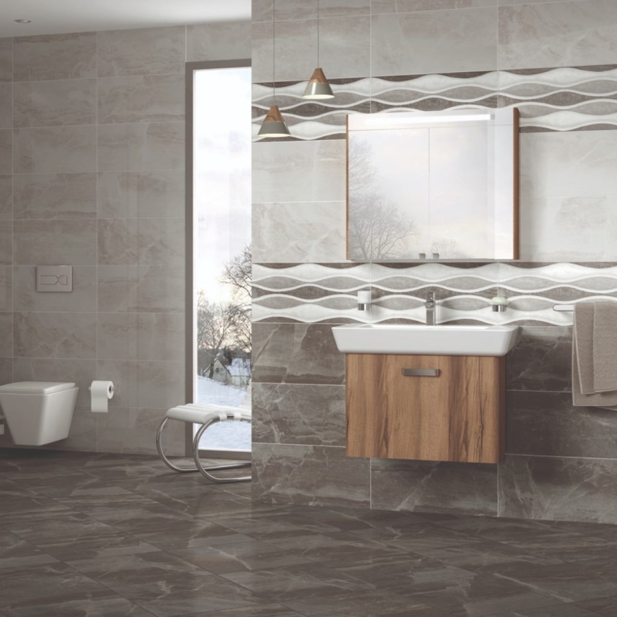 45cm x 45cm Dalga Grey Floor Tile