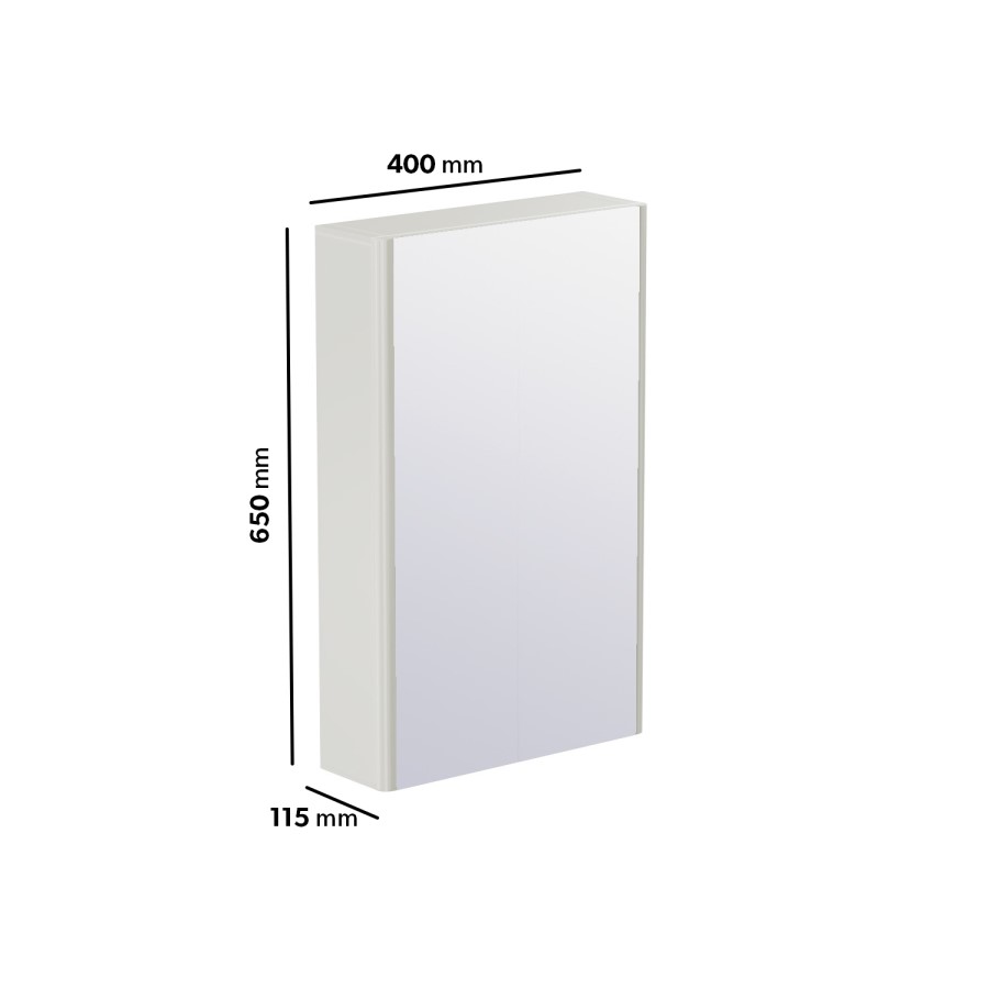 White Mirrored Wall Bathroom Cabinet 400 x 650mm - Ashford