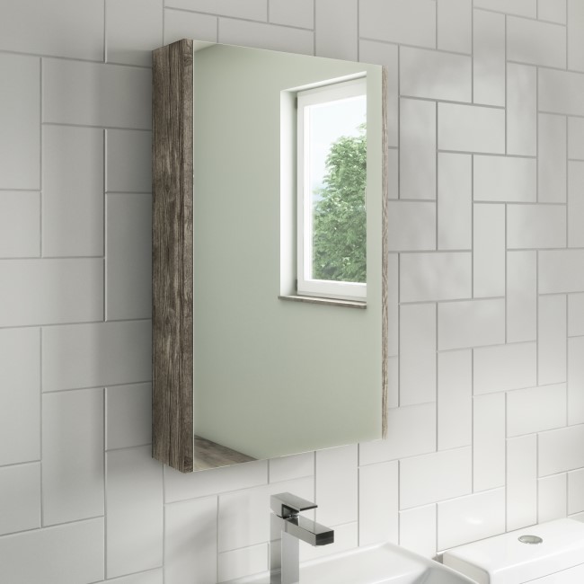 400mm Wall Hung Mirrored Bathroom Grey Wood Ashford Better