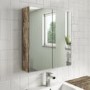 Wood Effect Mirrored Wall Bathroom Cabinet 600 x 650mm - Ashford
