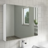 GRADE A1 - White Mirrored Wall Bathroom Cabinet 800 x 650mm - Ashford GRADE A1 - White Mirrored Wall Bathroom Cabinet 800 x 650mm - Ashford