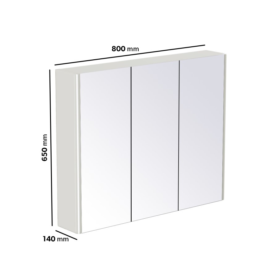 GRADE A1 - White Mirrored Wall Bathroom Cabinet 800 x 650mm - Ashford