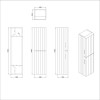 Double Door White Wall Mounted Tall Bathroom Cabinet 350mm x 1400mm - Empire