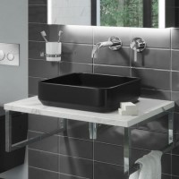Black Square Countertop Basin and Waste 360mm - Augusta Black Square Countertop Basin and Waste 360mm - Augusta