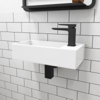 GRADE A1 - Matt White 405mm Wall Hung Right Hand Basin - Detroit 