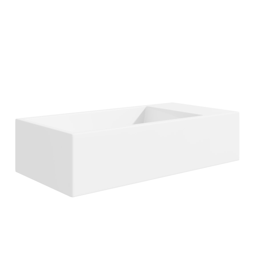 Cloakroom Matt Wall Hung Basin Right Hand 405mm - Detroit