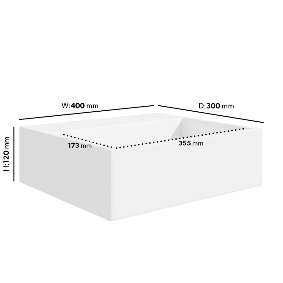 Cloakroom Matt Wall Hung Basin 400mm - Houston