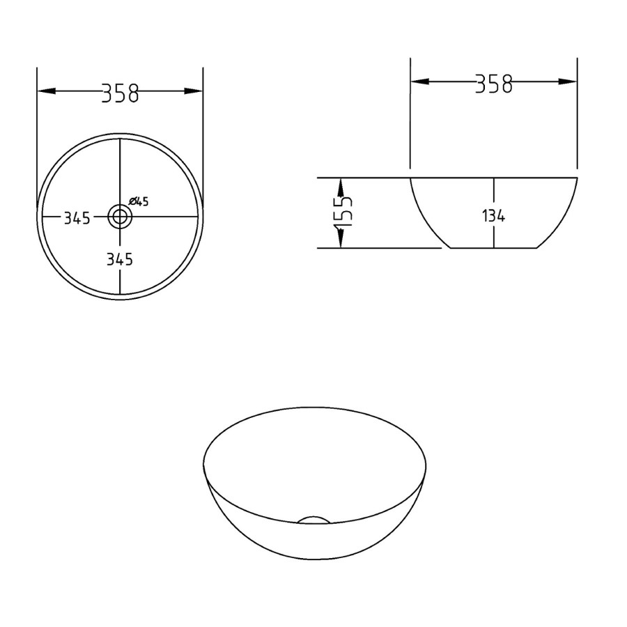 Round Countertop Basin 360mm - Verona