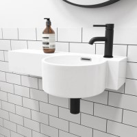 GRADE A2 - Round Wall Hung Cloakroom Basin with Shelf 550mm - Alcor