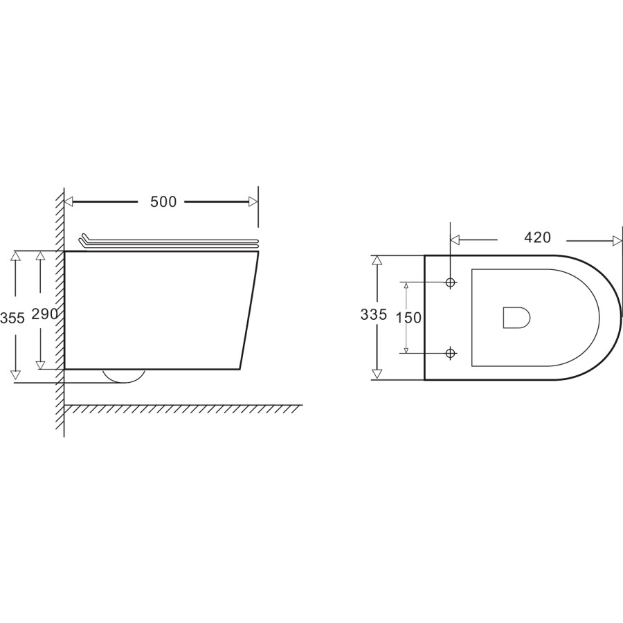 Newport Rimless Wall Hung Pan inc installation screws
