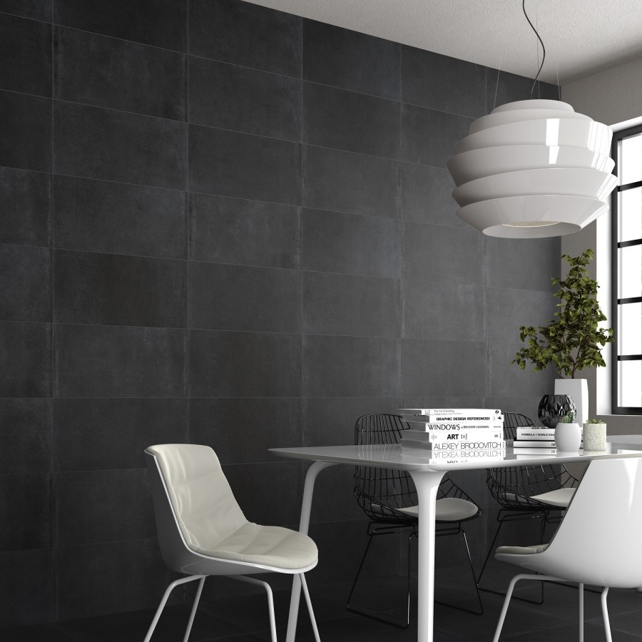 Anthracite Concrete Effect Floor/Wall Tile 300 x 600mm - Beton