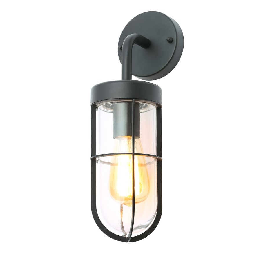 Black Cage Style Bathroom Wall Light - Camden