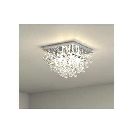 IP44 Chrome Crystal Flush Square Chandelier