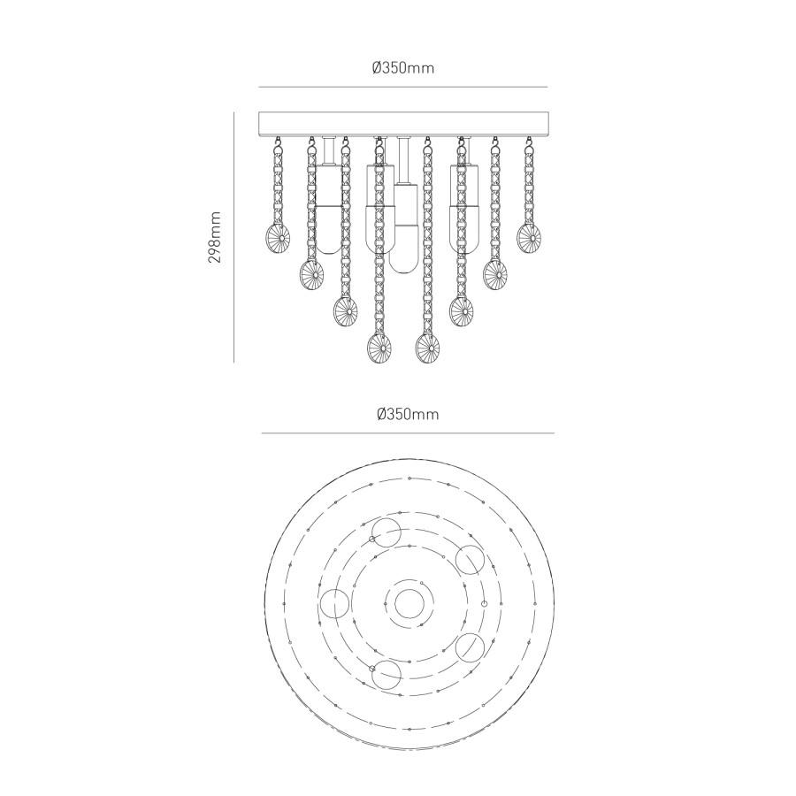 IP44 Chrome Crystal Flush Round Chandelier