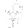 GRADE A2 - Chrome Double Lever Basin Mixer Tap - Camden