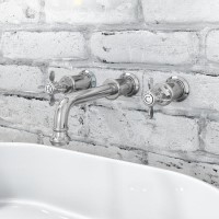 GRADE A1 - Wall Mounted Basin Mixer Tap Chrome - Camden GRADE A1 - Wall Mounted Basin Mixer Tap Chrome - Camden